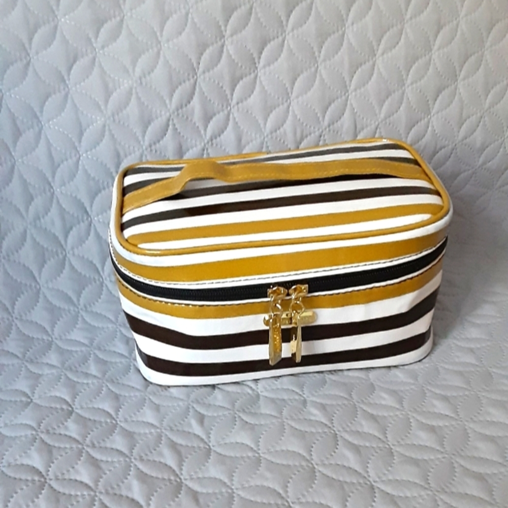 Trina striped PVC toiletry bag